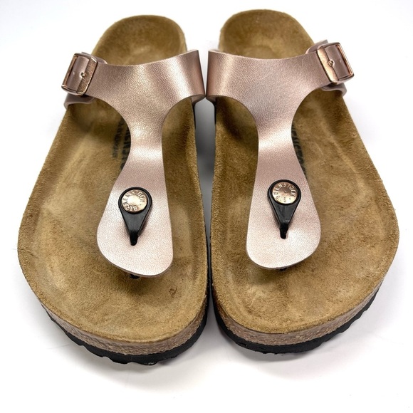 NWOT Birkenstock Sandals Women's Size 6-6.5 EU 37 Copper‎ Gizeh Birko Flor - Picture 2 of 11
